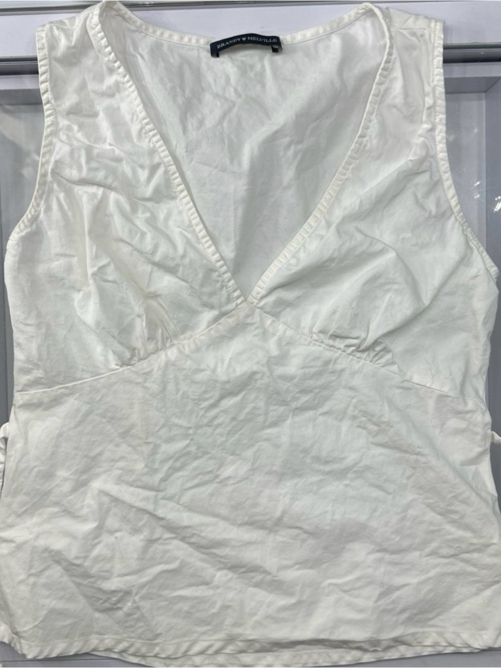 Brandy Melville White Sleeveless V-Neck Wrap Top (Ready To Ship)